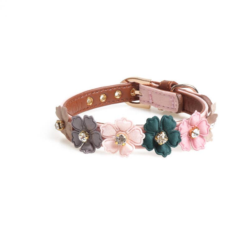 Loofie - Plant Leather Pet Collar with Flower Design
