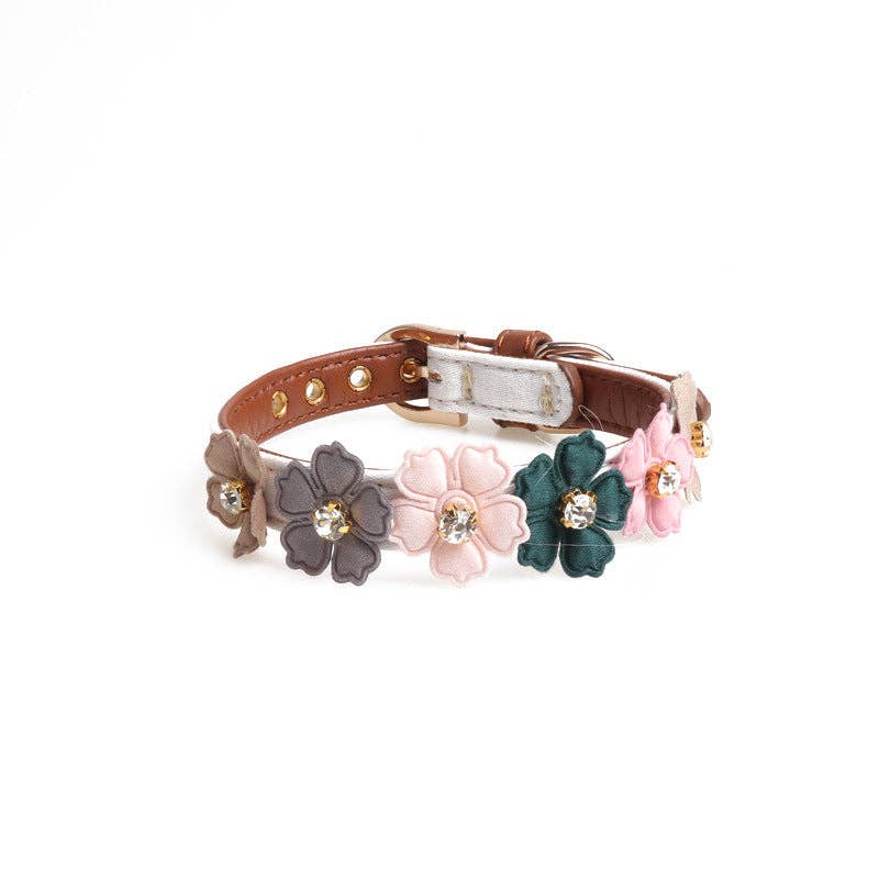 Loofie - Plant Leather Pet Collar with Flower Design
