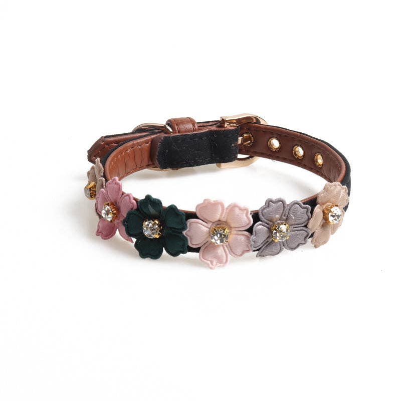 Loofie - Plant Leather Pet Collar with Flower Design