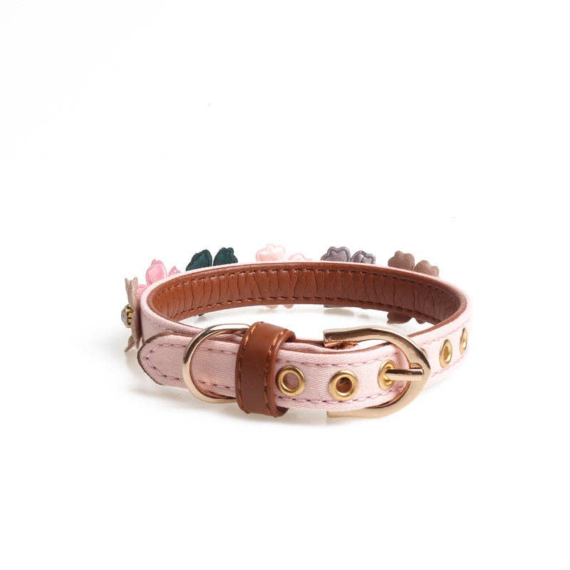 Loofie - Plant Leather Pet Collar with Flower Design