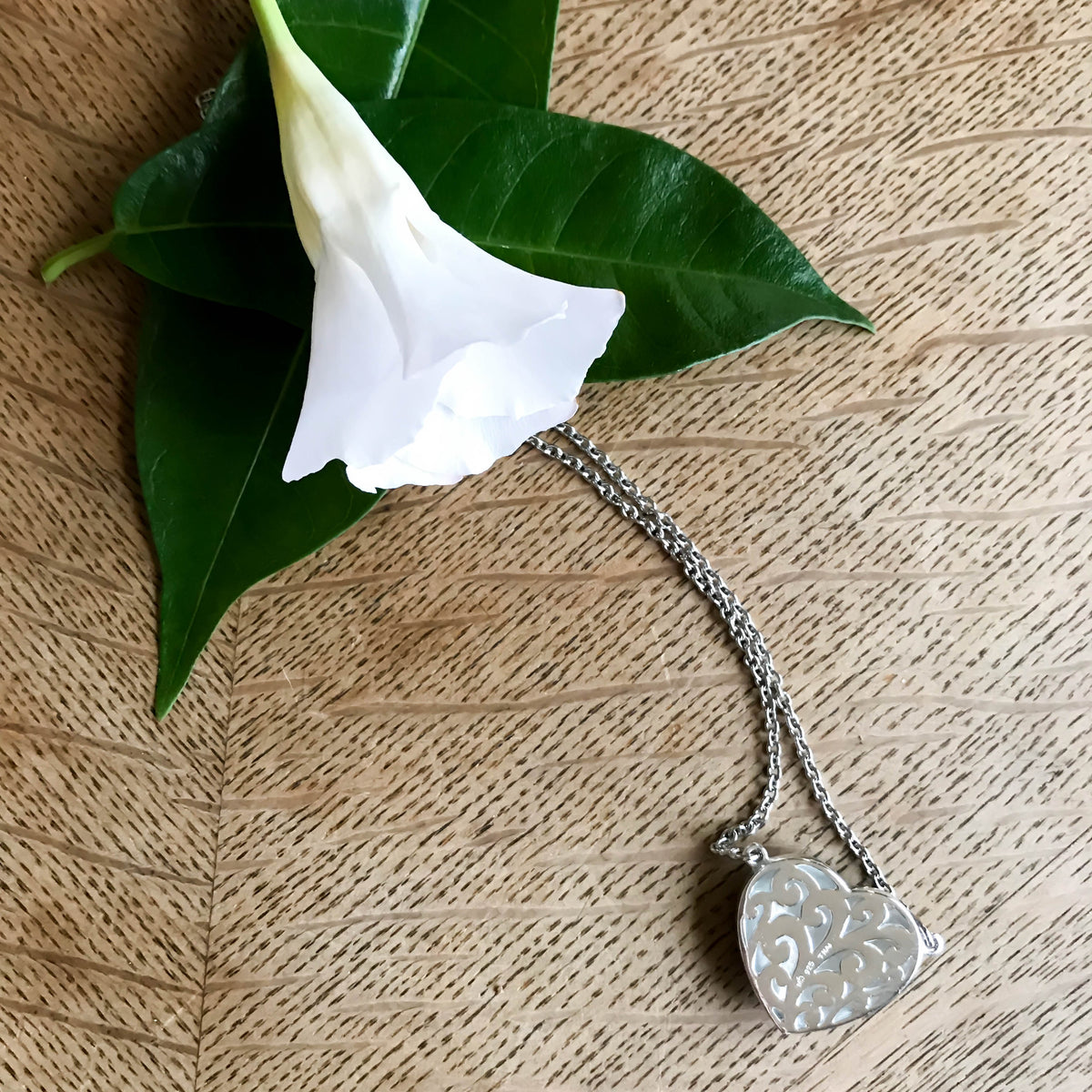 Sterling Silver Romantic Filigree Heart Necklace