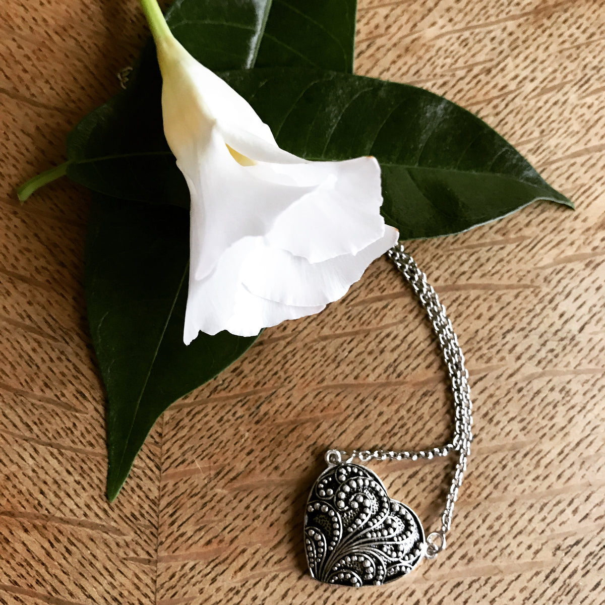 Sterling Silver Romantic Filigree Heart Necklace